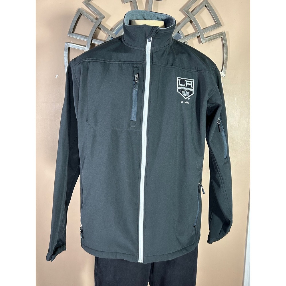 LA Kings NHL Black Softshell Jacket Full Zip Embroidered Logo Men's Large